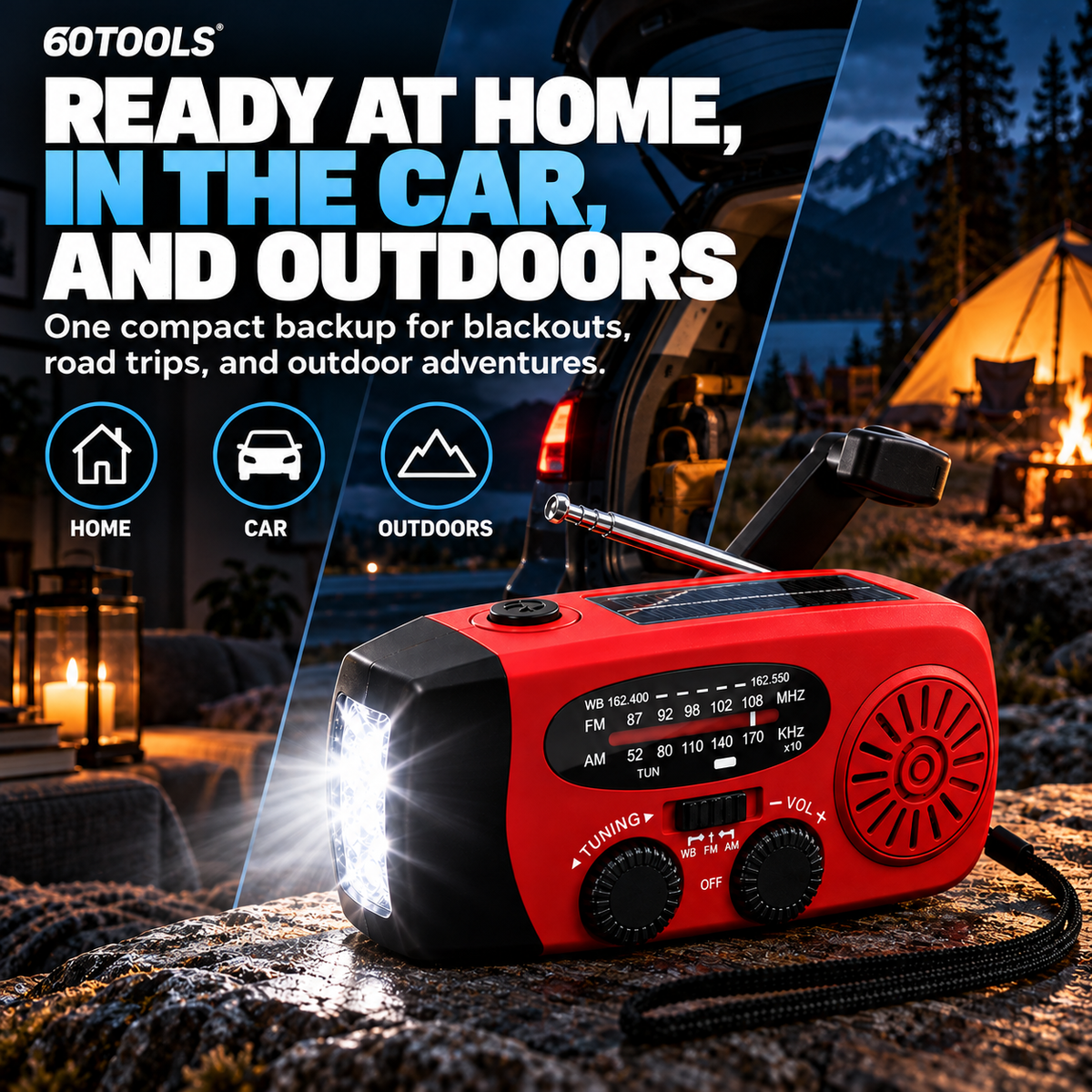 60Tools Emergency Hand Crank Radio