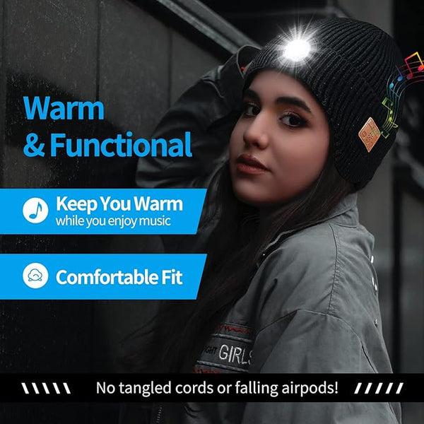 Multifunctional Bluetooth Beanie with Headlight