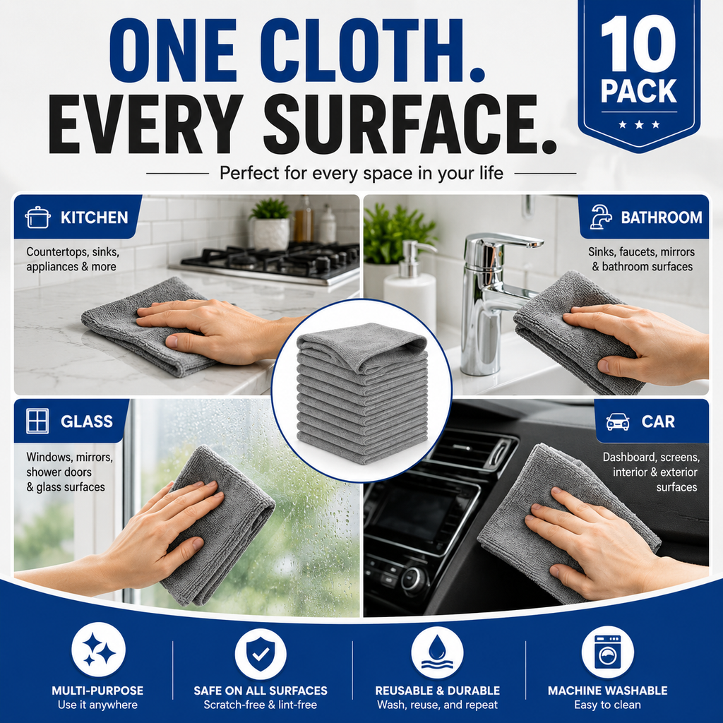 UltraClean™ Microfiber Cleaning Cloths – 10 Pack