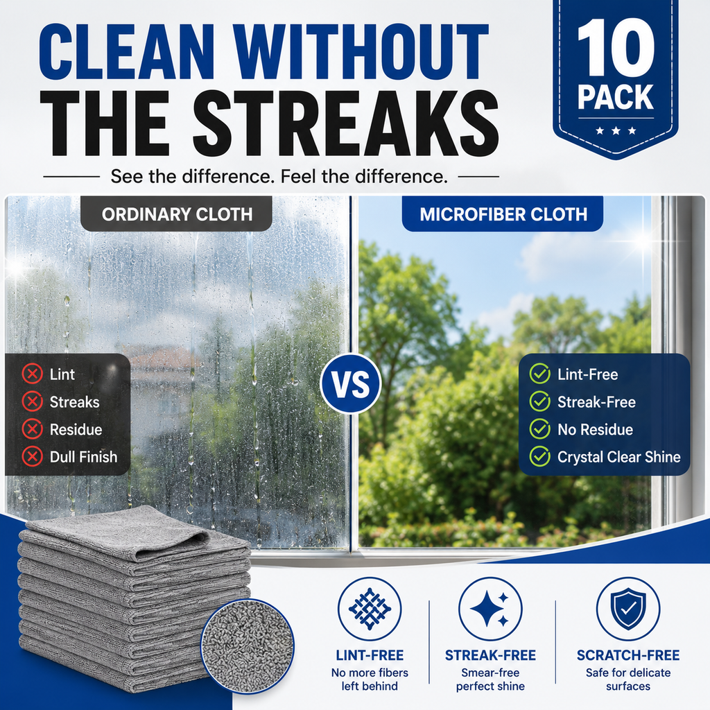 UltraClean™ Microfiber Cleaning Cloths – 10 Pack