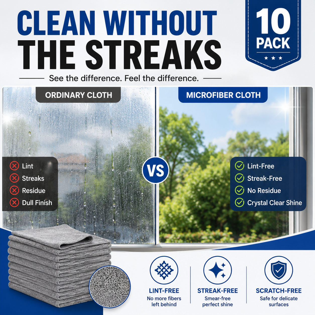 UltraClean™ Microfiber Cleaning Cloths – 10 Pack