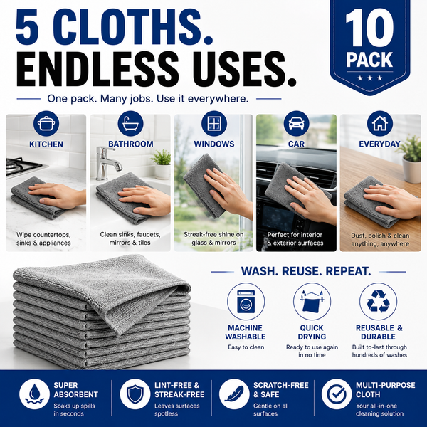 UltraClean™ Microfiber Cleaning Cloths – 10 Pack