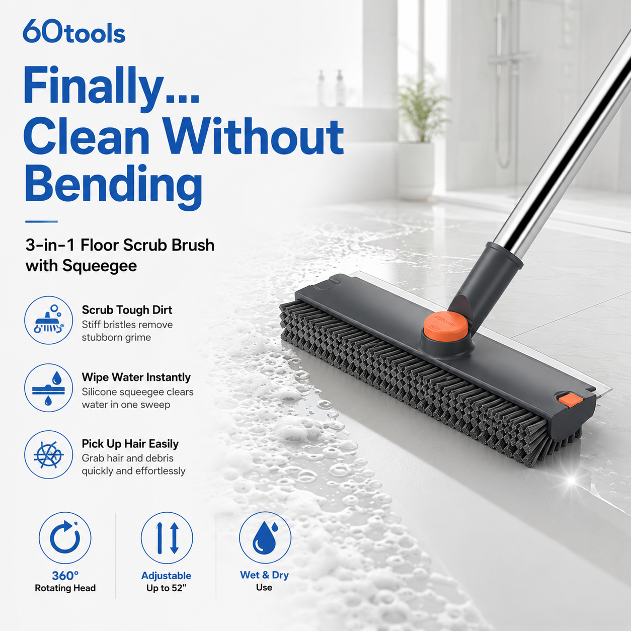 60tools™ FlexClean 3-in-1 Scrub Brush Main image