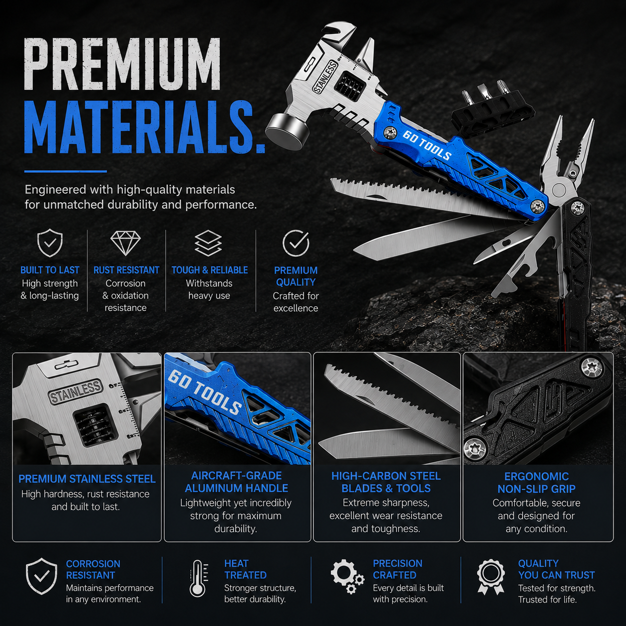 18 In 1 Multifunctional Wrench Hammer 60Tools