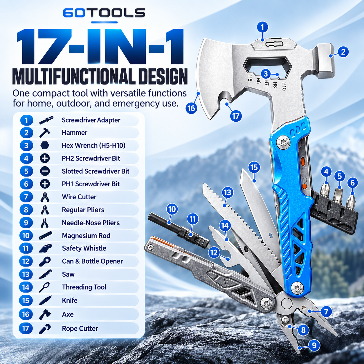 17 In 1 Multifunctional Axe 60Tools Secondary image